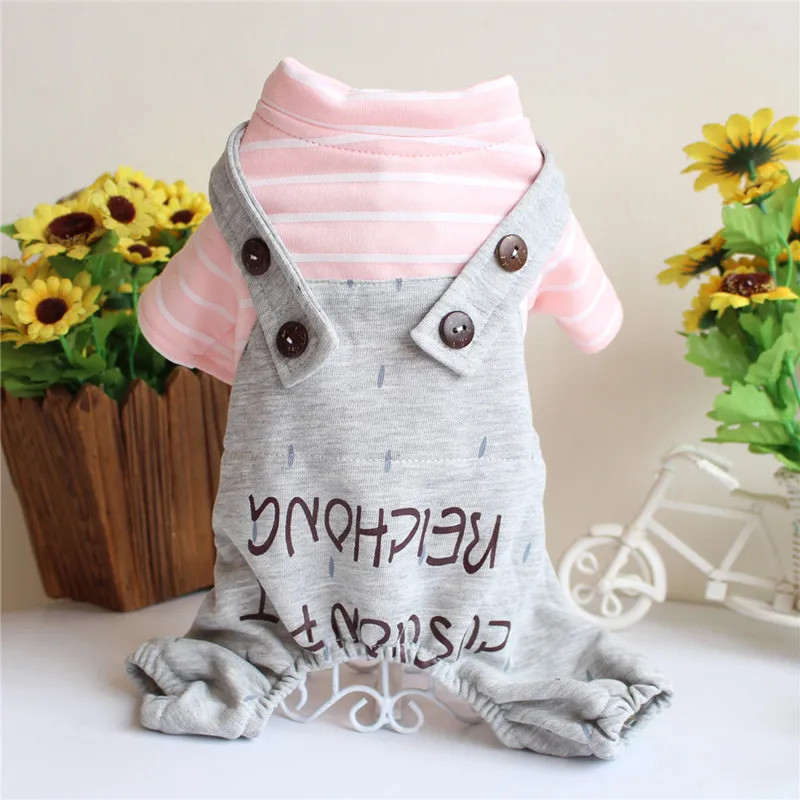 

Pet Clothes for Dogs Jumpsuit Clothing for Pets Costume Overalls for Dogs Stripe One-piece Jacket Hoodie for Small Medium Dogs