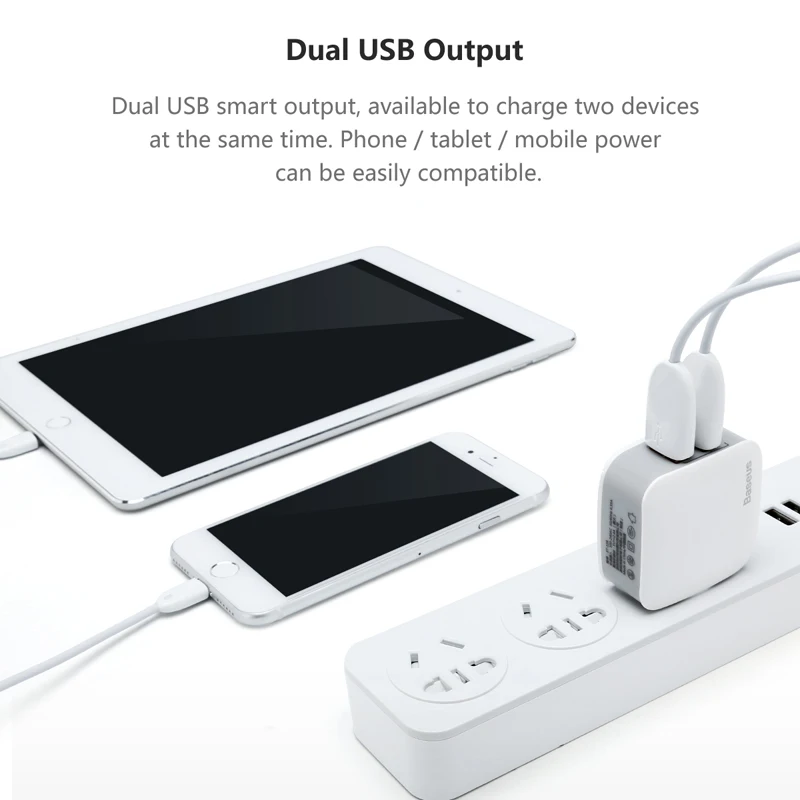 Baseus Dual USB зарядное устройство для iPhone samsung путешествия 2.4A настенное USB зарядное устройство адаптер зарядное устройство для мобильного телефона для Smartphoner US EU вилка