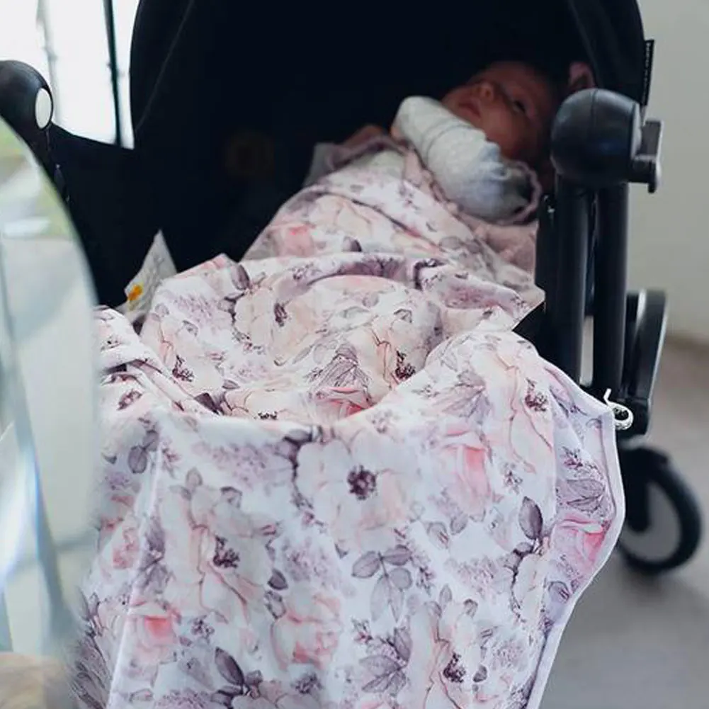 Популярное Хлопковое одеяло с цветочным принтом для новорожденных, хлопчатобумажное одеяльце для младенцев, Пеленальное муслиновое одеяло для завёртывания для пеленания