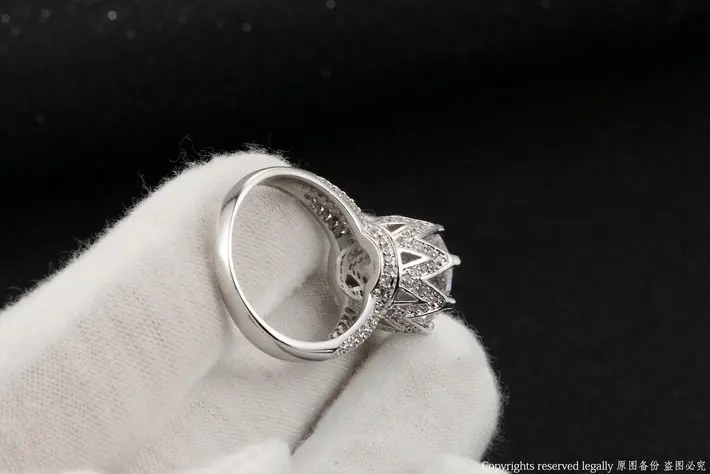 Double Fair Fashion Wedding/Engagement Ring Silver Color Jewelry Luxury Cubic Zircon Setting Unique Jewelry For Women DFR555