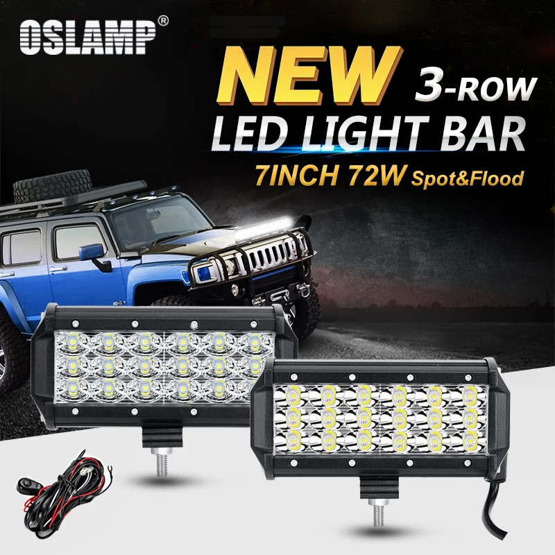 Oslamp 2 шт. 72 Вт 7 &quot3-РЯД светодиодный Подсветка заливающий луч/пятно луча бар фара