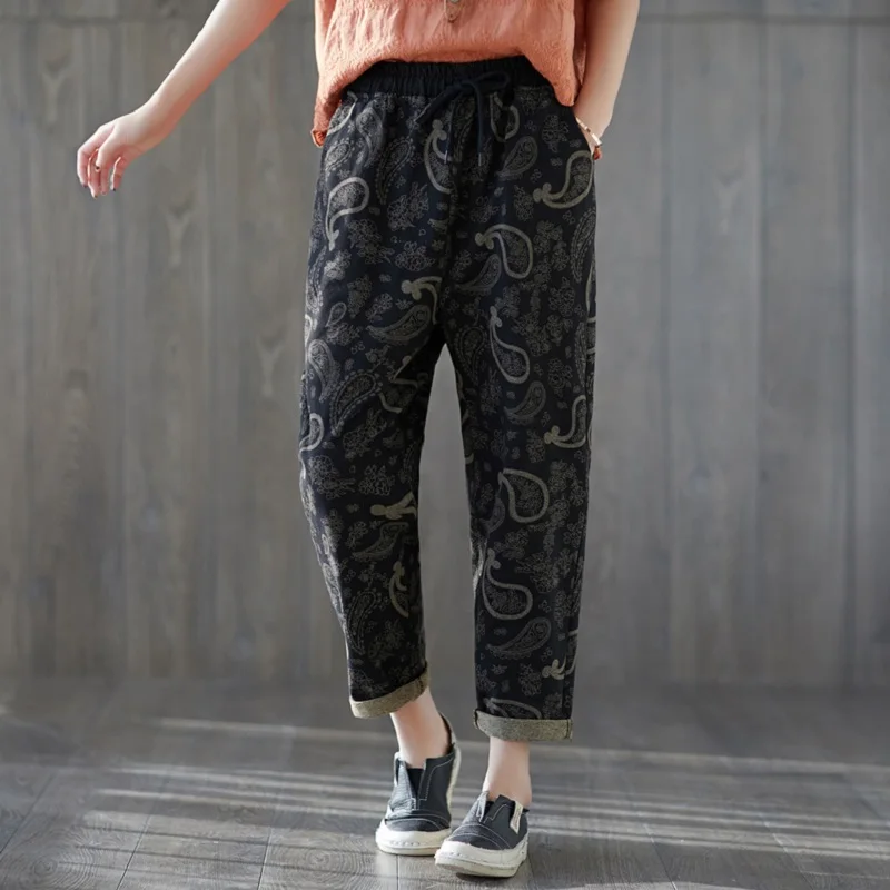 Клетчатые женские брюки стрейч вязать печати уличные хиппи стиль женские Слаксы на подтяжках harlan длинные джинсы
