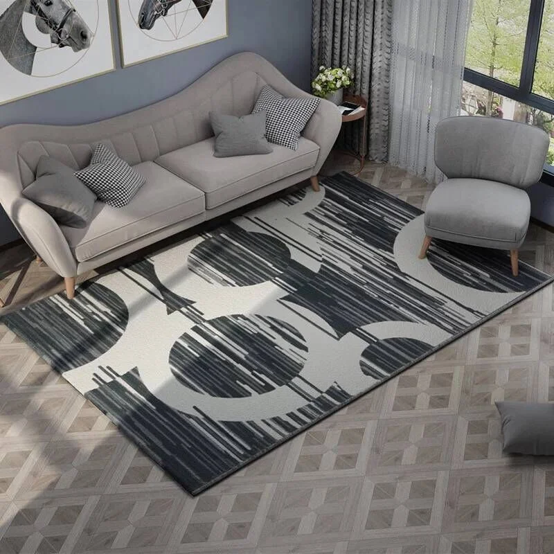 

European modern rectangular carpet anti-slip Abstract Art floor mat living room coffee table rug bedroom bed thick blanket