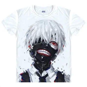 

Tokyo Ghoul T-Shirt Ken Kaneki Shirt men's 3D print T-shirts Anime Tees Lovely cute Short Sleeve Men's white summer T-Shirts a