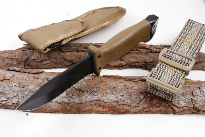 DuoClang костюм пехоты нож с фиксированным лезвием зубчатые 5CR15MOV стали титановые Лезвия стекловолокна ручка военные ножи