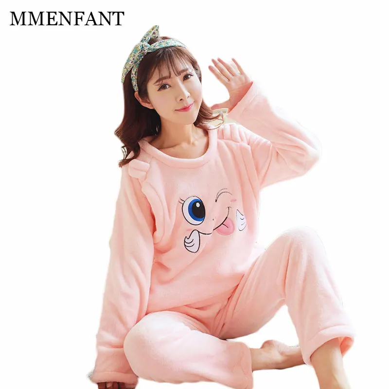 

Women clothing maternity clothes sets winter Christmas fashion Flannel thickened pajamas pregnant women Tops warm pants 2pc suit