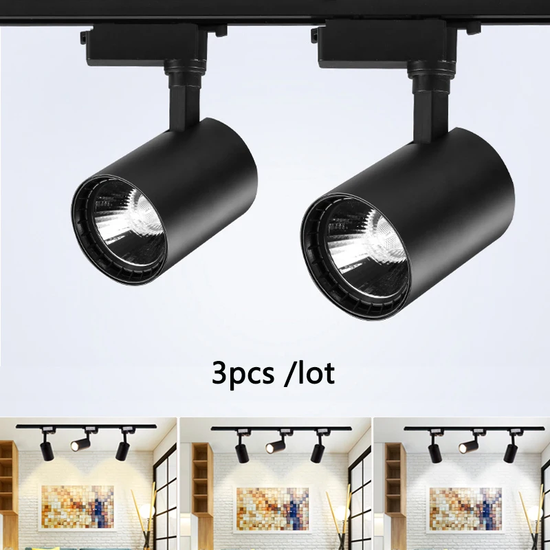 3 قطعة/الوحدة COB Led مصباح الطرق ضوء بقعة السكك الحديدية تركيبة إضاءة 12 W 20 W 30 W أضواء LED السقف مصابيح الألومنيوم لمتجر الملابس