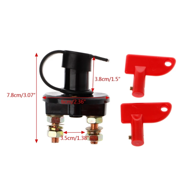 24V 400A Car Switch Battery Isolator Cut Off Power Kill Key with Waterproof Cover Auto Switches Interior Parts