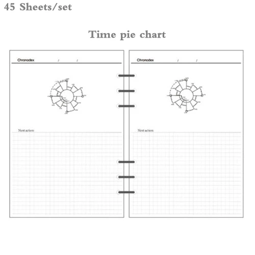 A5 A6 A7 Notebook Refill Spiral Binder Planner Inner Page Inside Paper Planner Dairy Weekly Monthly Plan - Цвет: Time pie chart