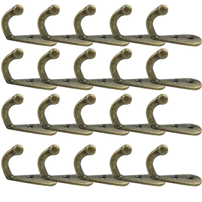 

50pcs Hook with 100pcs Screw,Small Size Antique Bronze Tone Door Wall Mounted Hook Hanger