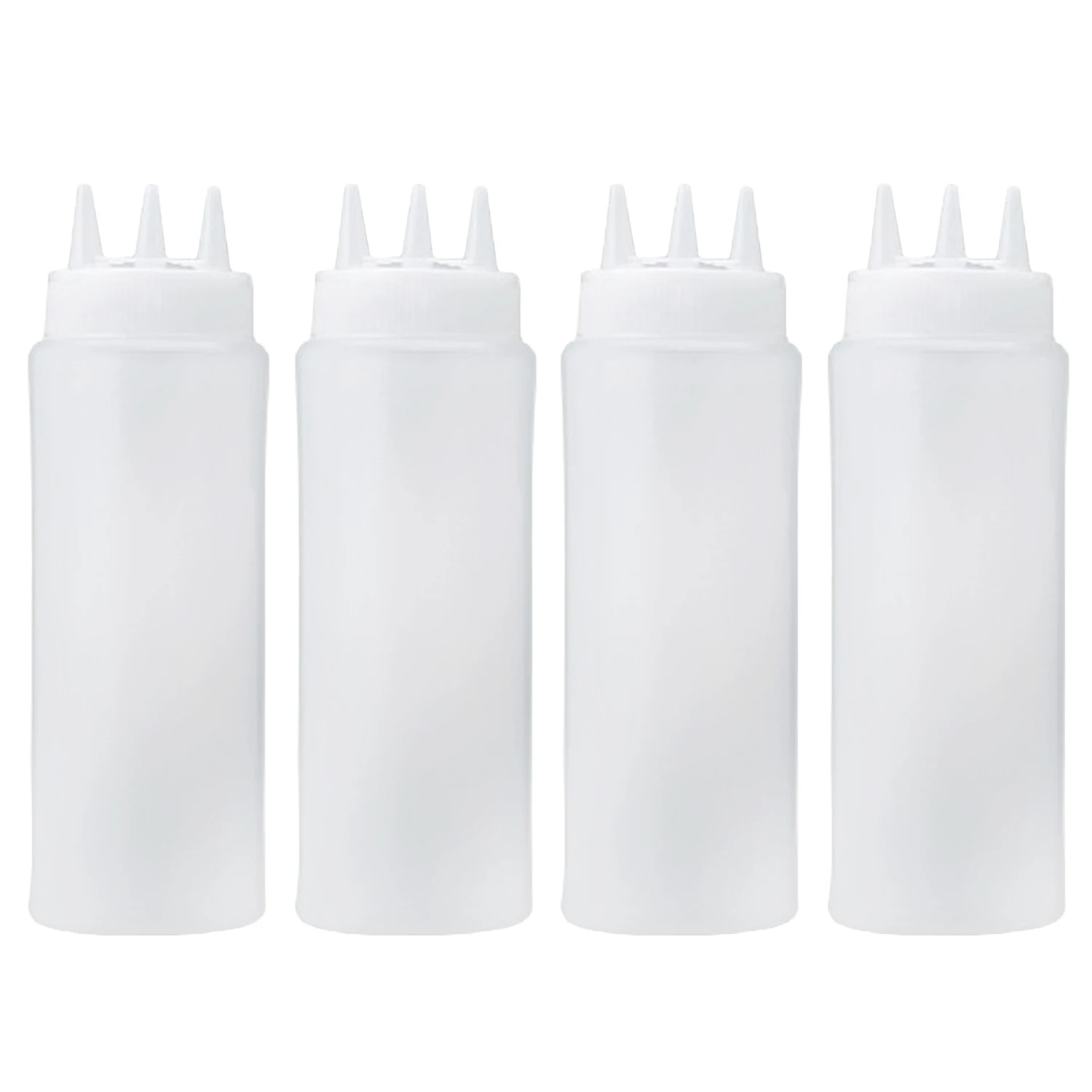 Behogar 4PCS 16OZ/450ml 3 Hole Plastic Squeeze Condiment Bottles for Sauce Oil Vinegar Ketchup