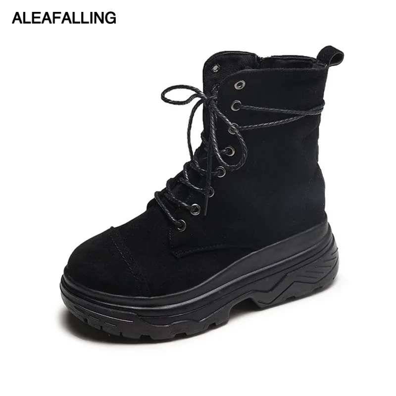 

Aleafalling Women Boots Lace up Solid Zip Casual Ankle Boots Mature Round Toe Thicken Bottom Women Shoes Boots Warm WBT229