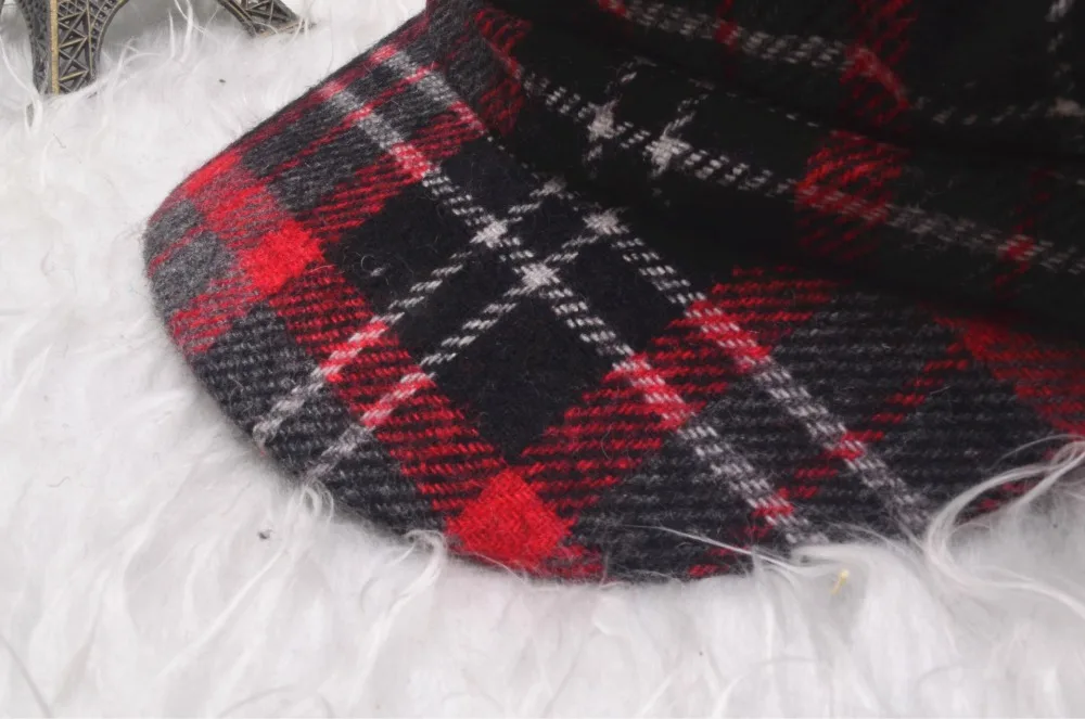 2018 New British Lattice Octagonal Fashion Hat Autumn And Winter Woolen Painter Hat Female Personality Wild Duck Tongue Hat ACB75 (12)