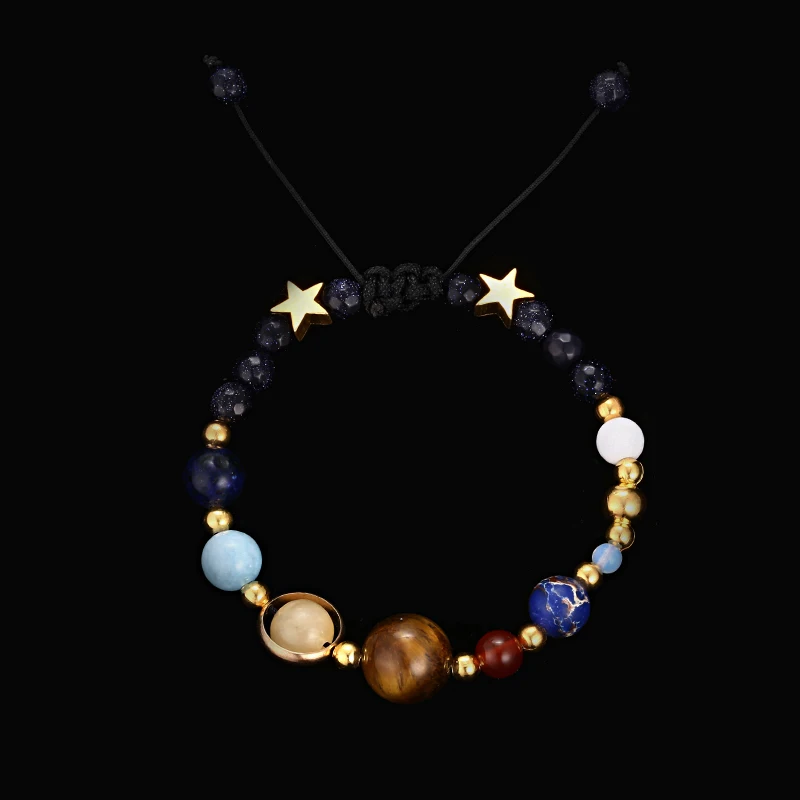 

Handmade Solar System Bracelet Universe Galaxy The Eight Planets Star Natural Stone Bead Bracelets Bangles For Women men jewelry