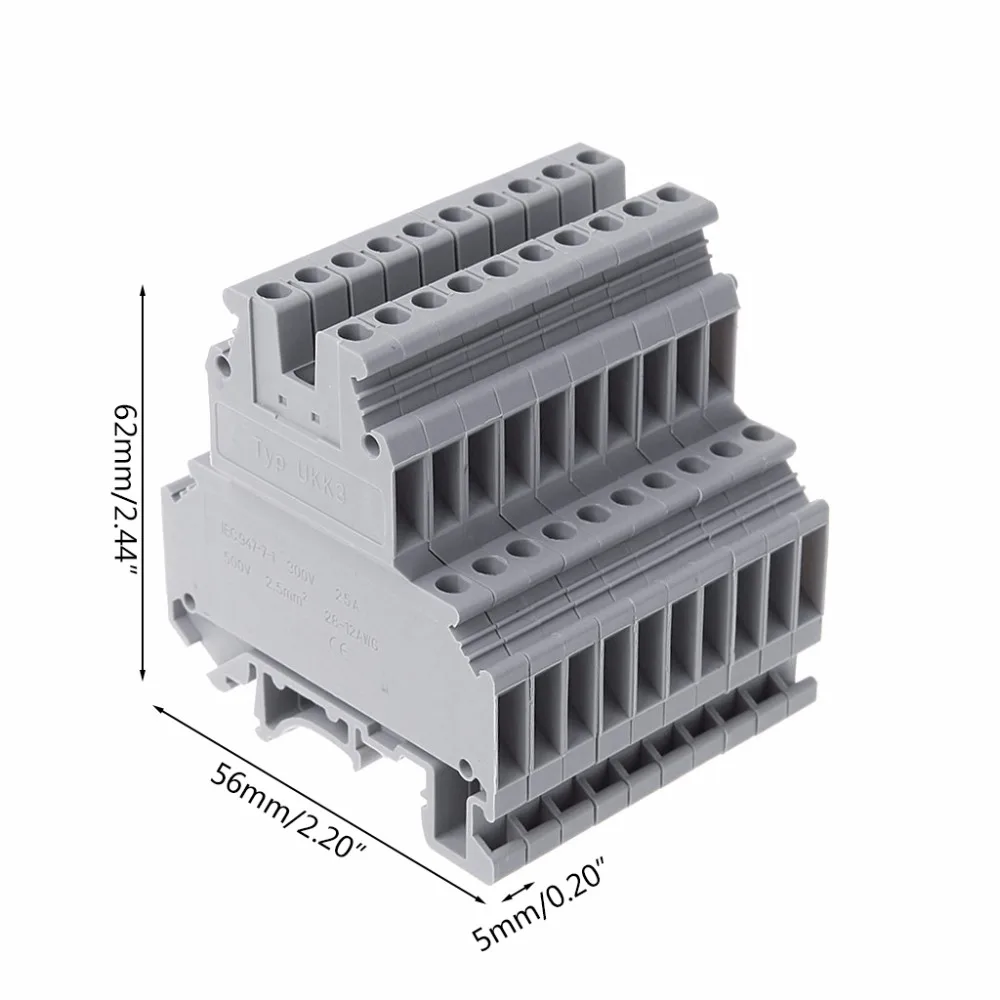 UKK3 din-рейка двухуровневый двухрядный клеммный блок 500V 25A 28-12AWG серый 50 шт