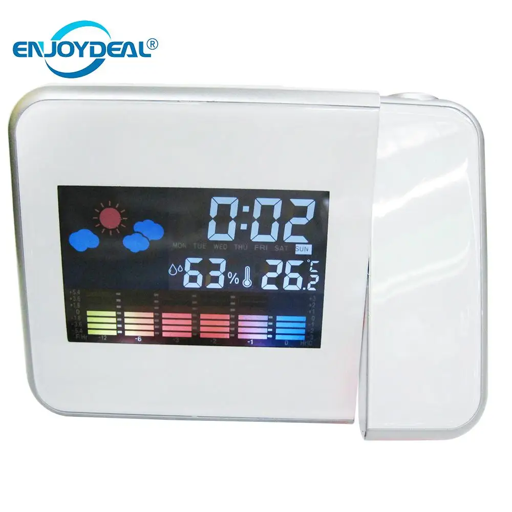 1pc Digital LED Alarm Clock Despertador Weather Station Temperature Display Desktop LCD Snooze Night Light Projector | Освещение