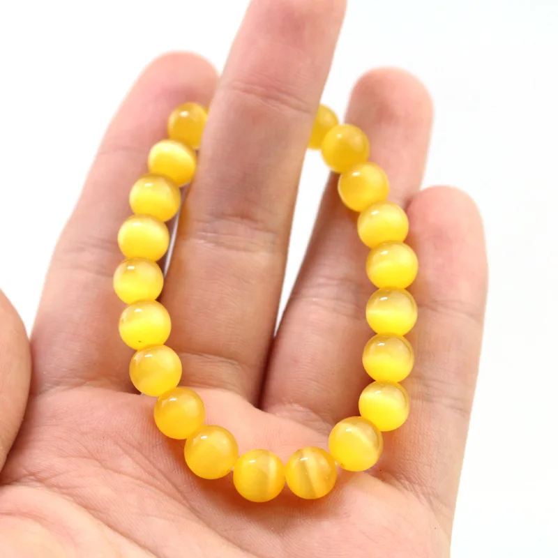 8 мм желтый кошачий глаз камень Бусины мужские браслеты счастливый очаровательный натуральный камень Леопард браслеты для мужчин Йога браслет