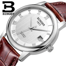 Switzerland BINGER watches men luxury brand Mechanical Wristwatches sapphire full stainless steel 1 year Guarantee B653