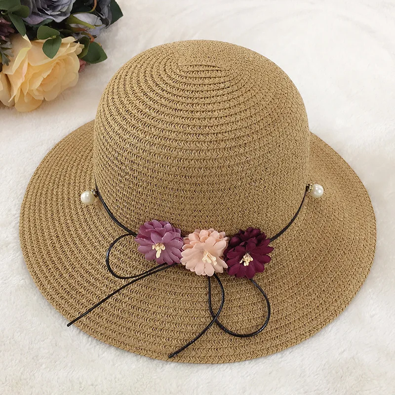 

Spring and Summer New Bow-knot Flower Pot Cap Lady Baitie Beach Sunshade Cap Dome Sunscreen Cap