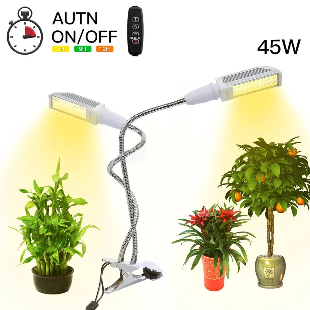 

1pc Full Spectrum Dual Head LED Plant Flower Grow Light Lamp UV IR Lights Clip Green House Light