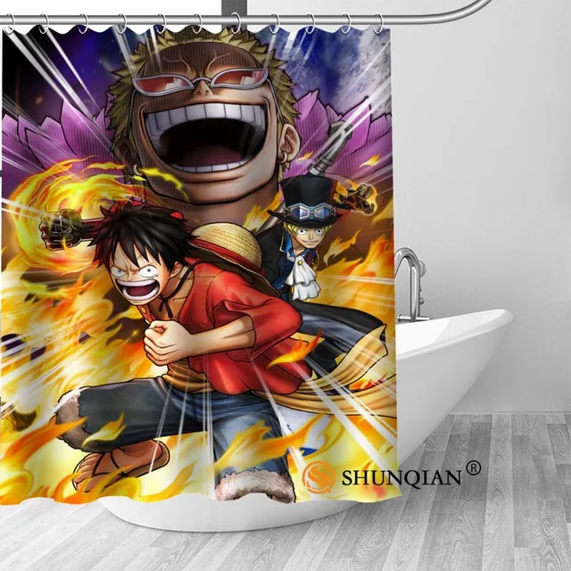 High Quality Custom one piece luffy Shower Curtain Polyester Fabric