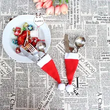 Рождественский декоративный столовый нож, вилка, набор Рождественская шляпа для хранения инструментов рождественские украшения для дома C201028