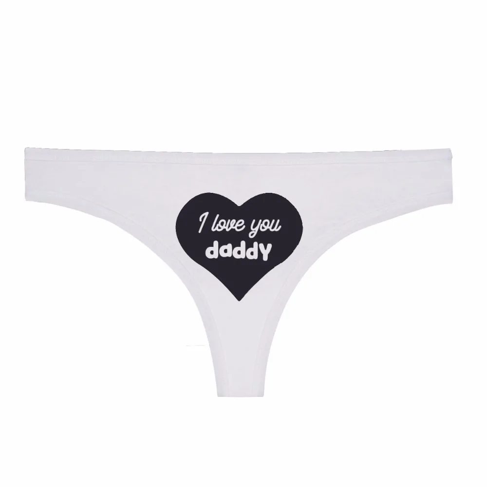 Dong King/женские стринги с принтом «I love you daddy» и сердечками, забавные женские сексуальные хлопковые трусики, нижнее белье, черные, белые, розовые, большие размеры