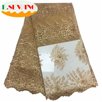 

Esewing Wholesale African Lace Fabric 2019 High Quality Lace French Lace Fabric Sequin Lace Fabric Beautiful Yellow White Color