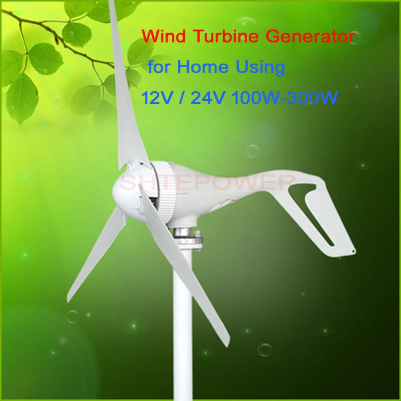 

Max power 310W Windmill Turbines Rated power 300W 2.0m/s start up wind speed 12V 24V choices 3 blades in white color