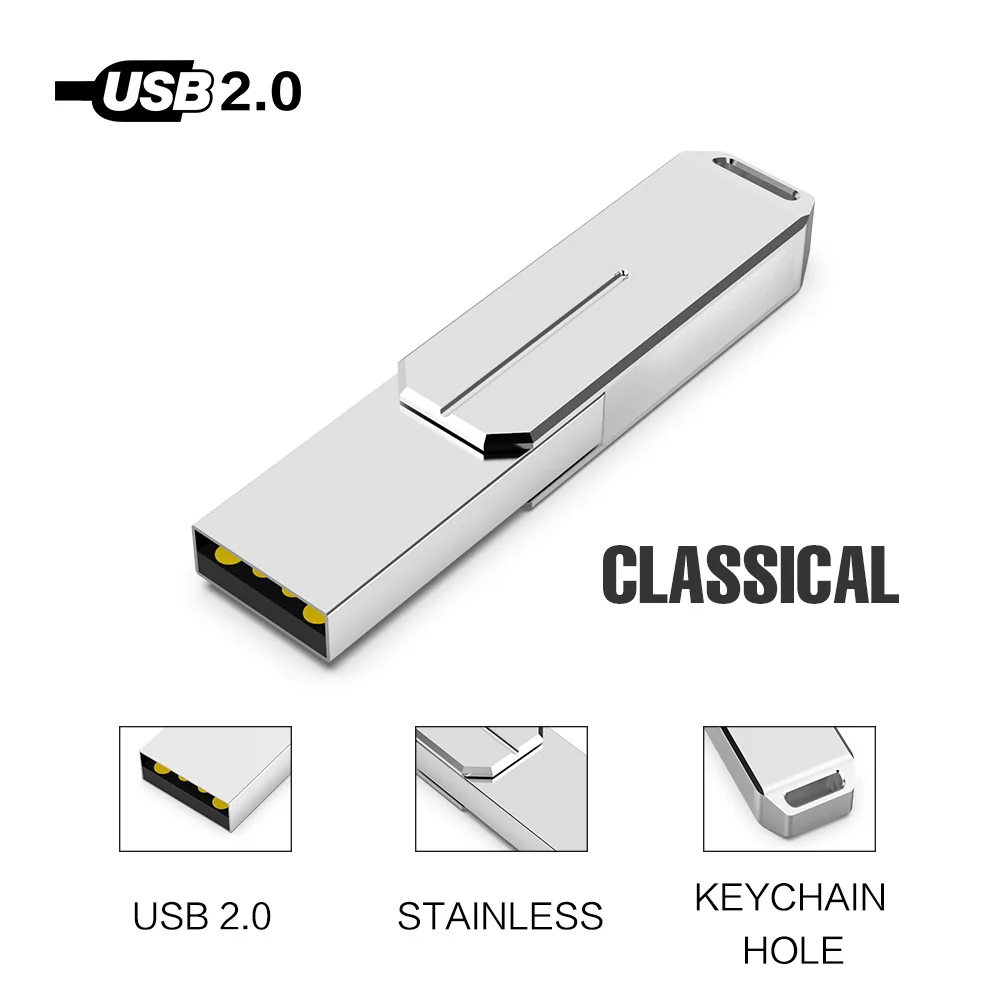 Горячего металла поворачивается usb флэш-накопитель 128 ГБ флеш-накопитель 64 32