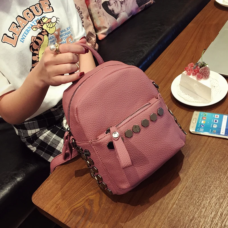 New women mini backpack 2016 tide fashion institute of rivet wind leisure small bag fashionvintage casual