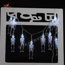 2017 Creative 10 LED Colorful String Lights Halloween Skeleton Man Skull Party Garden House Decor Trick Gadget Battery Operated