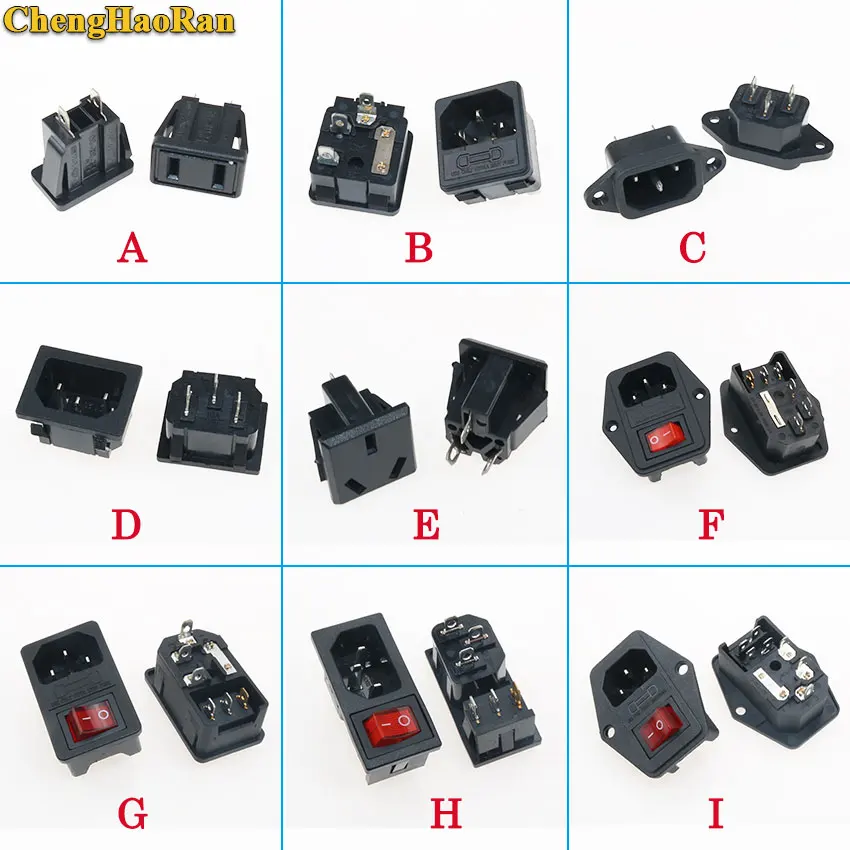 

ChengHaoRan 1PCS With fuse Red LED Power Switch AC Power Socket 10A 250V Connector Plug