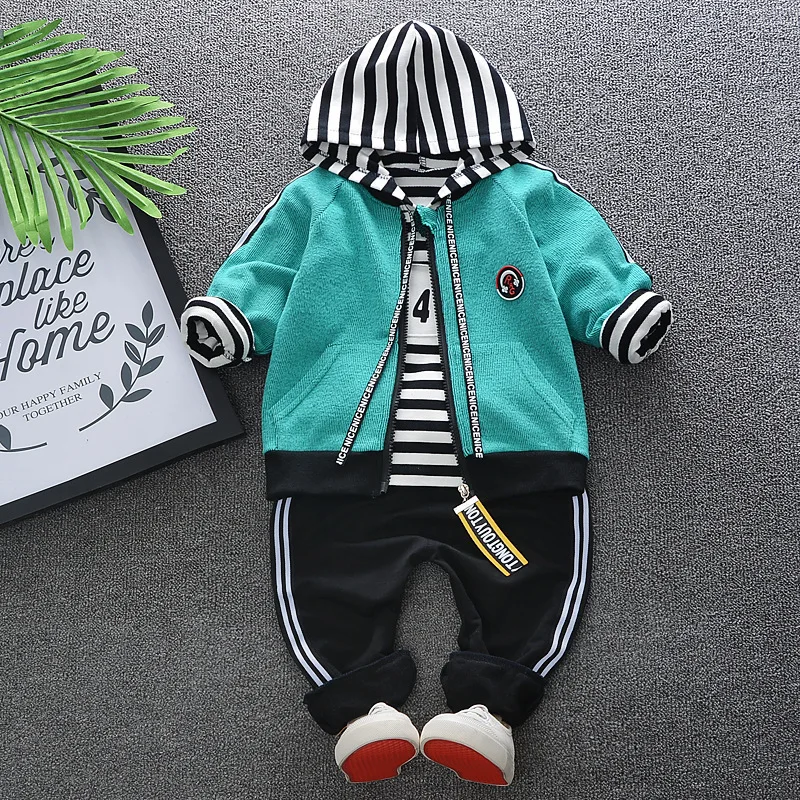 

Baby Boy Clothing 2018 Spring Autumn Korean Casual Hooded Shirt + Jacket+Pants 3PCS Bebes Jogging Suit Tracksuits Roupa Infantil