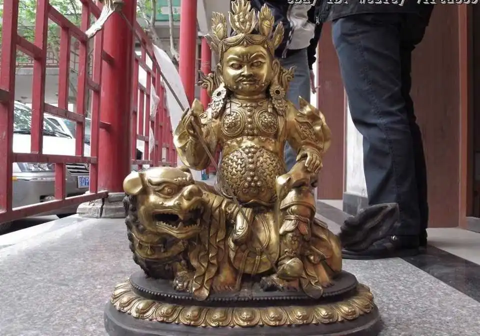 

24 Chinese Buddhism Bronze copper carved Lion Zambala Vaishravana buddha statue