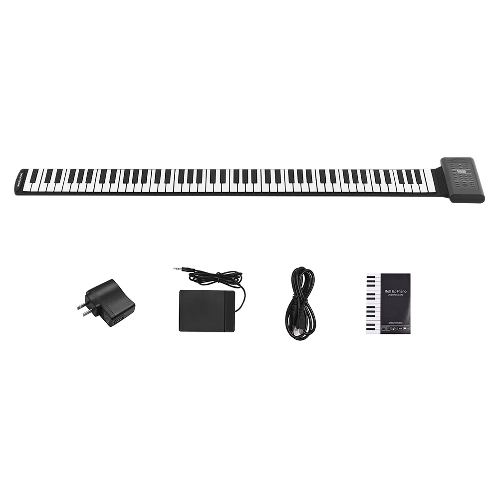 88 клавиш Roll Up Piano электронная клавиатура кремния встроенный стерео Динамик 1000mA литий-ионный Батарея Поддержка MIDI OUT микрофон - Цвет: US Plug