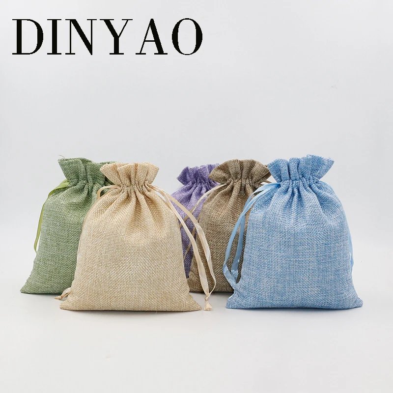 5Pcs 20x30cm Linen font b Drawstring b font Pouch Jewelry font b Bag b font Logo