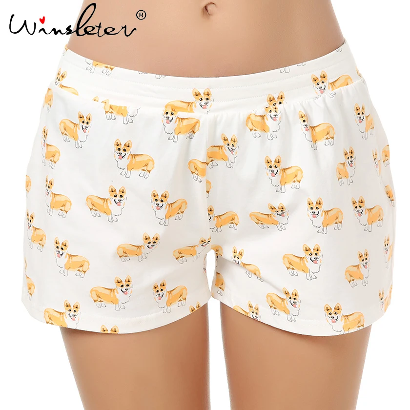 Cute Sleep Bottoms Knitting Cotton Pajama Shorts Women Print
