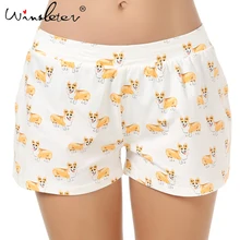 Cute Sleep Bottoms Knitting Cotton Pajama Shorts Women Corgi Print Elastic Waist Stretchy Loose Plus Size S-XXL Lounge B61002