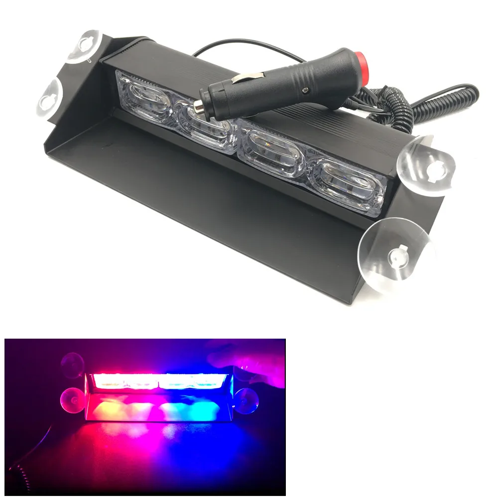 

12V Car 4x3 12 LED 12LED Red/Blue Car Police Strobe Flash Light Dash Hazard Emergency Warning Lamp Fog Flashing Lights