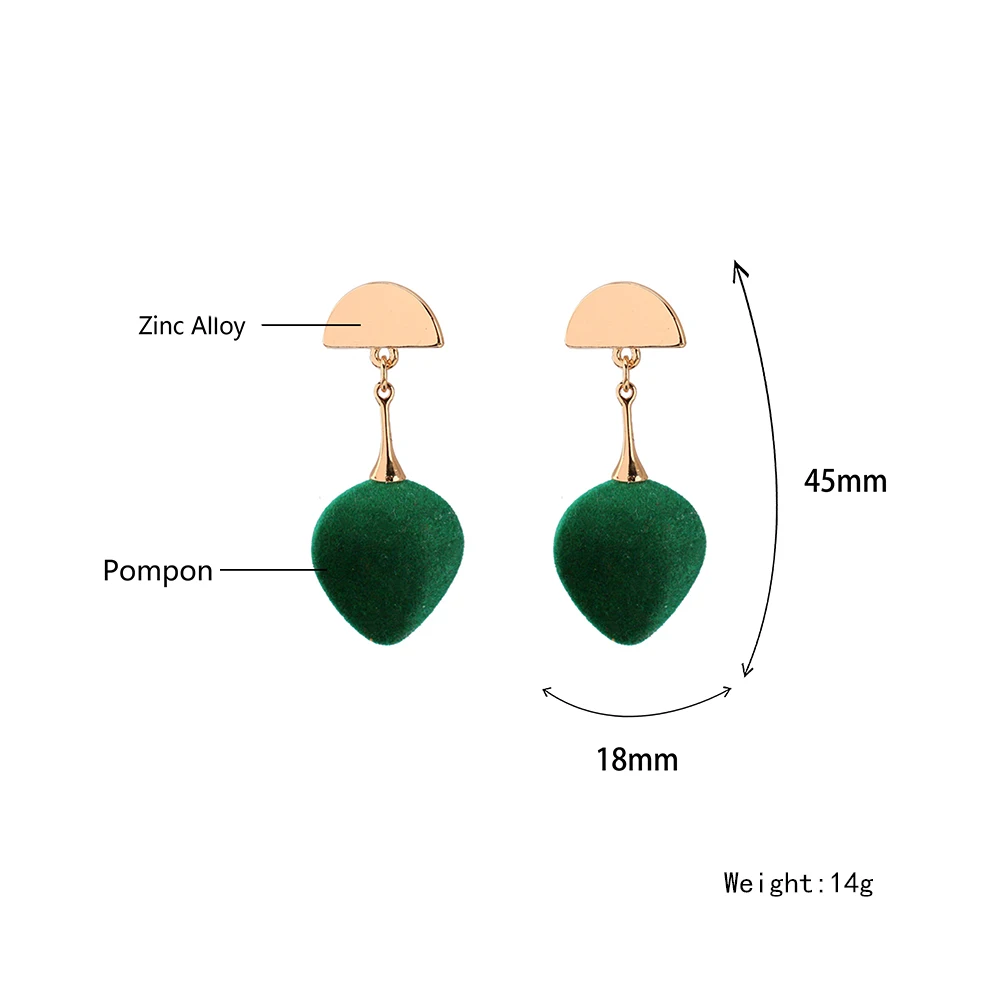 Новинка 2019 года модные бархатные серьги зеленый красный шар 2 Цвет падение Длинные Подвесные серьги для Для женщин подарки, ювелирные