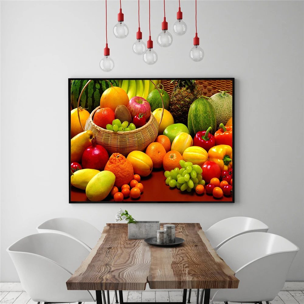 US $5.5 Green Fruits Lemon Wall Art Pictures Food Painting Kitchen Decor Canvas Painting Posters and Prints Living Room Decoration ApplePainting &