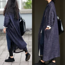 Дизайн универсальный свободный кардиган длинный дизайн Верхняя одежда Женский Тренч 17394-2