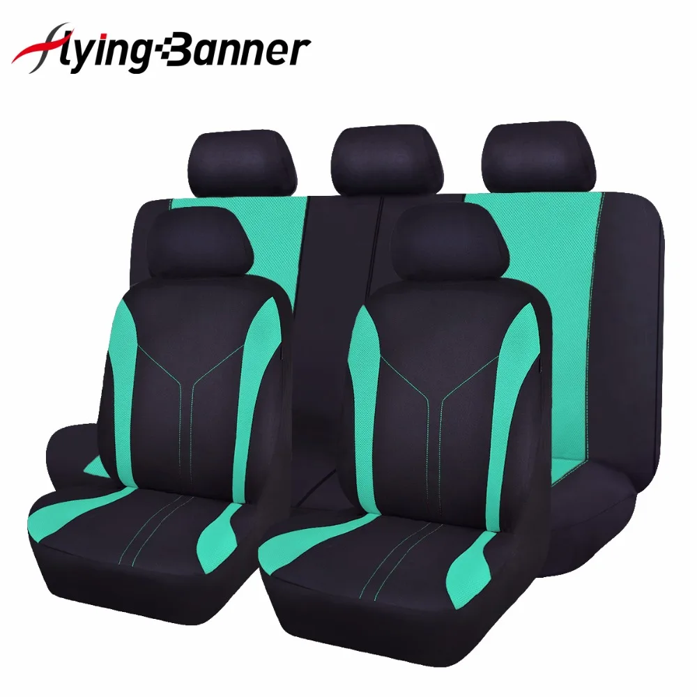 flyingBanner Cute RAINBOW Color Green Car Seat Cover Universal Breathable Mesh Sandwich Cloth Seat Covers 60
