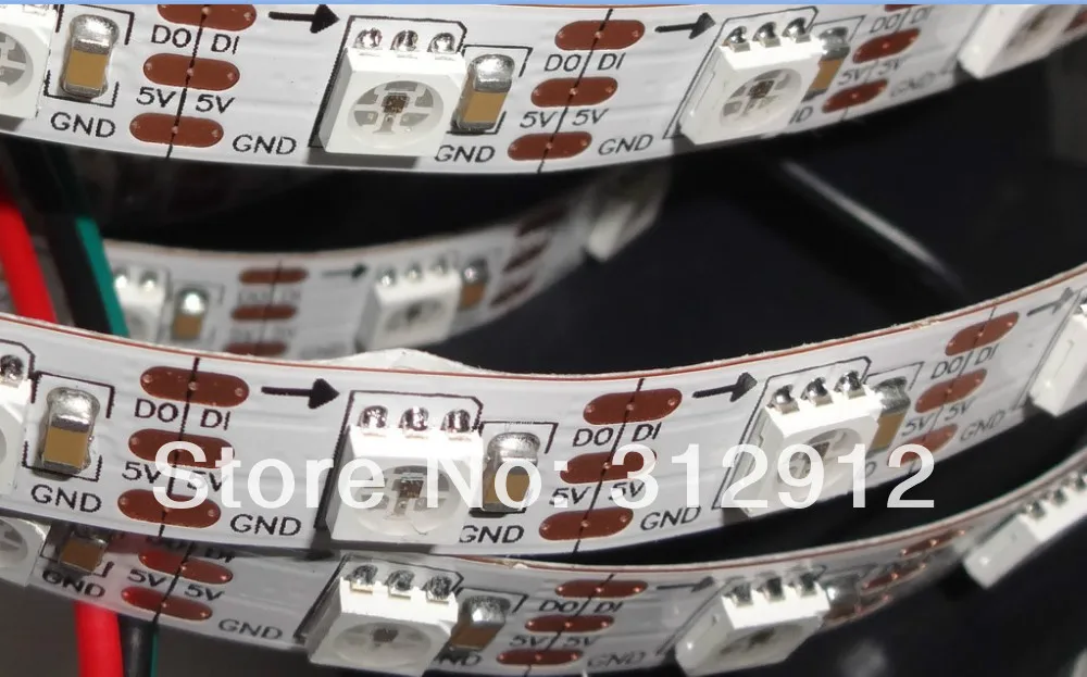 Светодиодная лента IP33 60 шт. 1002led(5050 RGB с INK1003 IC)/м пикселей белая печатная плата не