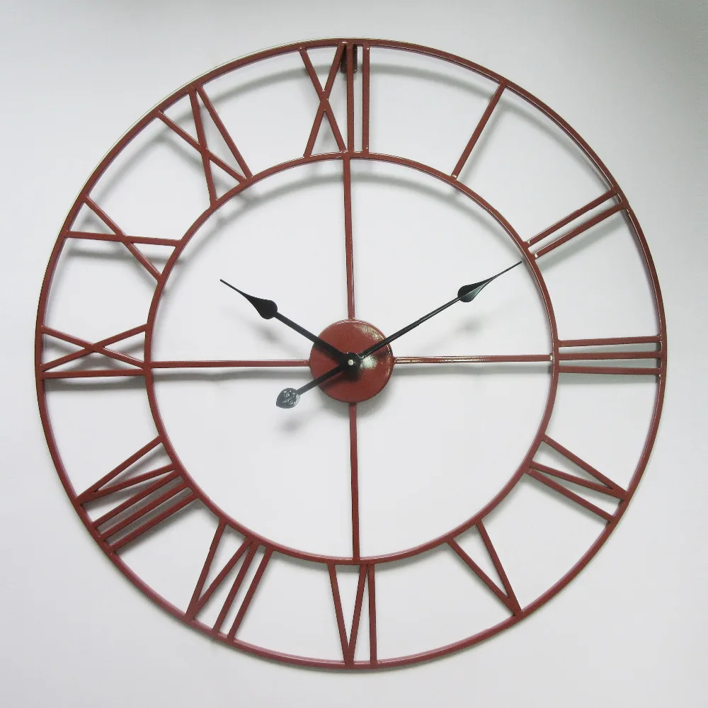 Vintage 76 cm 50cm Large Wall Clock Wrought Metal Industrial Iron Clock