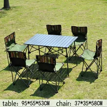 Outdoor Table and Chair Set Portable Folding Tables and Chairs for Camping Foldable Aluminum Picnic Table