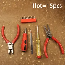 15 шт. стиль Отвертка Пинцет ручки плоскогубцы Аппаратные средства Наборы инструментов ремонт автомобиля отвертка набор пинцет
