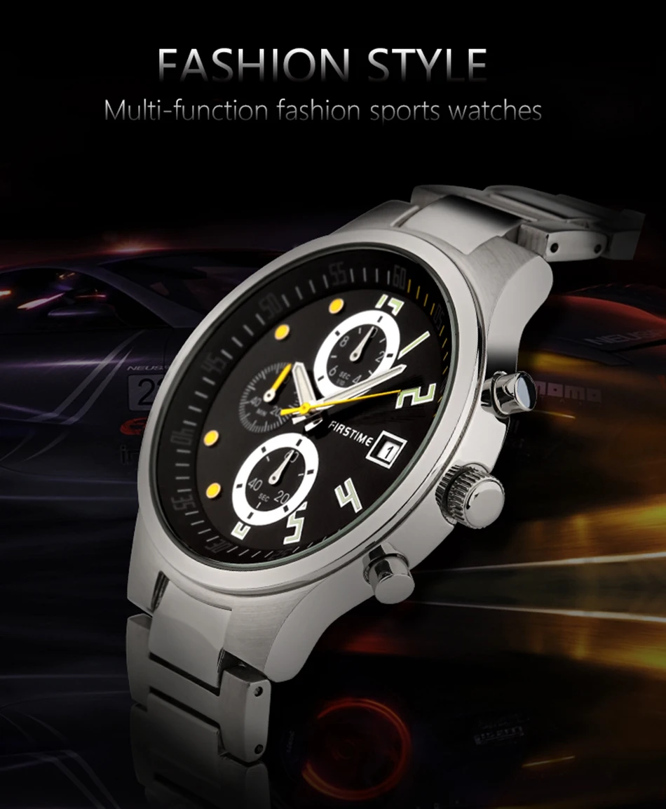 Все хронограф из нержавеющей стали часы Топ люксовый бренд Relogio Saat Montre Horloge Masculino Erkek Hombre Водонепроницаемость