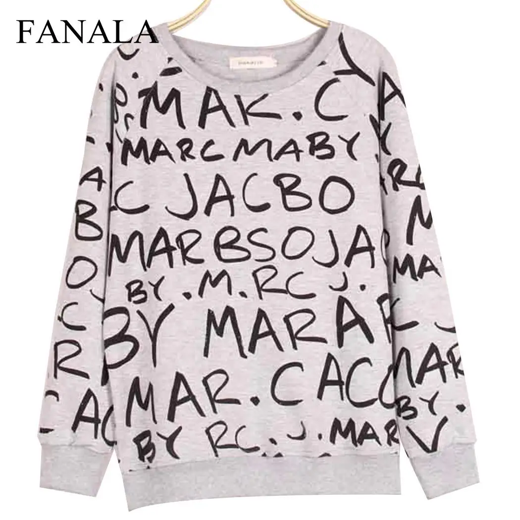 Women Casual Long Sleeve Letter Print Pullover Sweatshirts